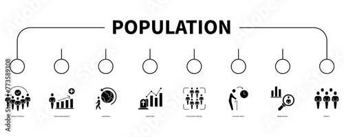 Population account banner web icon vector illustration concept