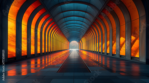 Tunnel - dramatic colors - orange and black 