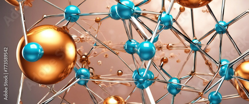 Atoms molecules on abstract background. 3d illustration
