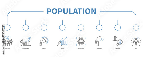 Population account banner web icon vector illustration concept
