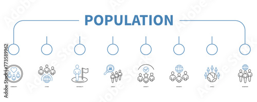 Population account banner web icon vector illustration concept