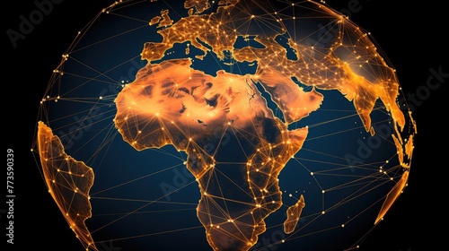 Africa region with network representing major air traffic routes.