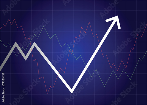 arrow graph rebound business growth from crisis economic recover financial rise profit