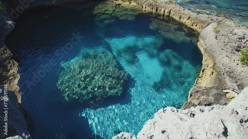 The Dean's Blue Hole on Long Island, Bahamas, is known for its diving allure photo