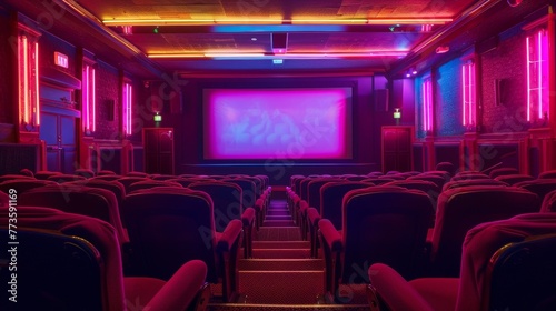 The flickering neon lights of a vintage cinema beckon passersby to step into its oldworld charm. As they settle into the plush seats they are transported into a different © Justlight