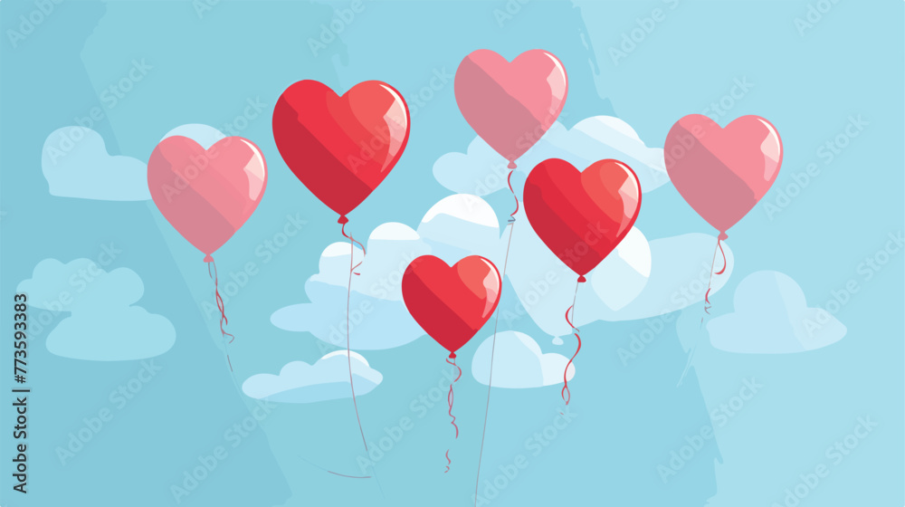 Balloons heart love peace flying decoration symbol
