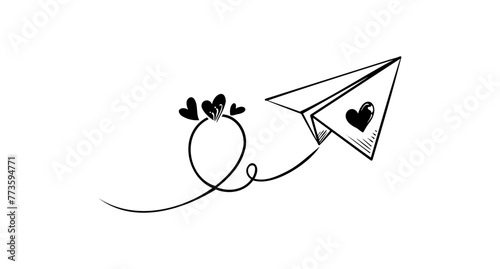 Set of doodle paper plane icon. Hand draw paper airplane. Vector Illustration.