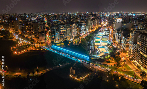 Panorama of Miraflores by night in lima/Peru