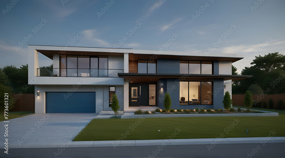 A beautiful modern home placed on an architectural blue print, transformation.generative.ai A beautiful modern home placed on an architectural blue print, transformation.generative.ai