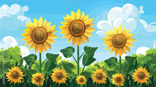 Beautiful sunflower garden isolated icon vector ill