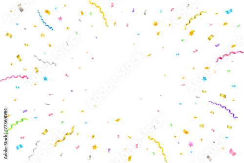 Colorful vector confetti floats down to celebrate
