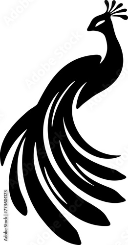 Paon logo design, oiseau noir fond transparent