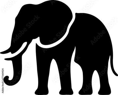 éléphant de profil en silhouette flat design, noir fond transparent