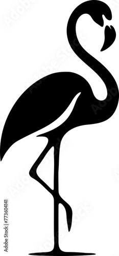 Flamant rose en silhouette, flat design logo, fond transparent