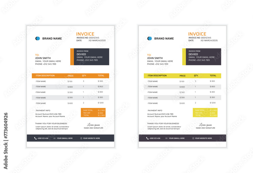 Invoice Template for any company and Editable