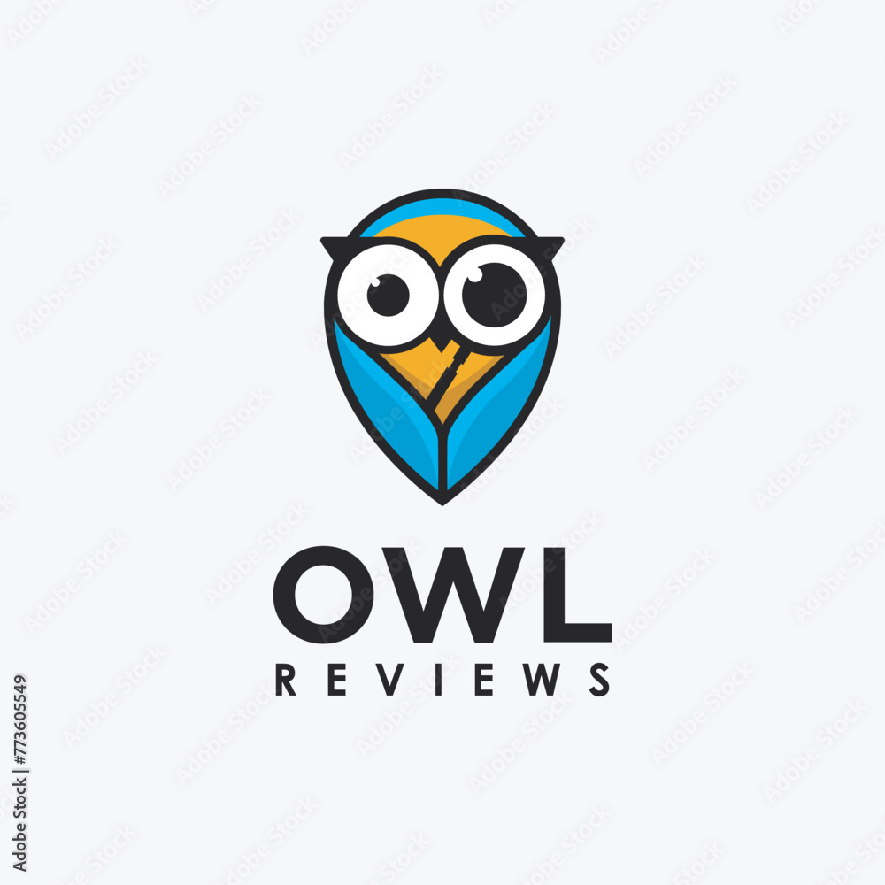 magnifying glass owl logo icon vector template on white background