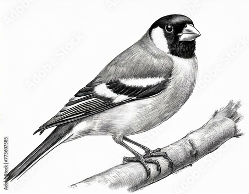 Pencil drawing of an American goldfinch songbird