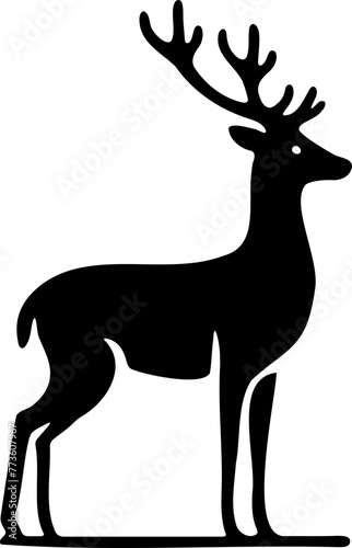 Cerf ou chevreuil, silhouette noir flat fond transparent
