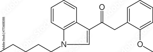 JWH-250 drug molecule formula and chemical structure, synthetic or organic drugs vector model. JWH-250 analgesic drug or cannabinoid narcotic substance in molecular structure and chemical formula