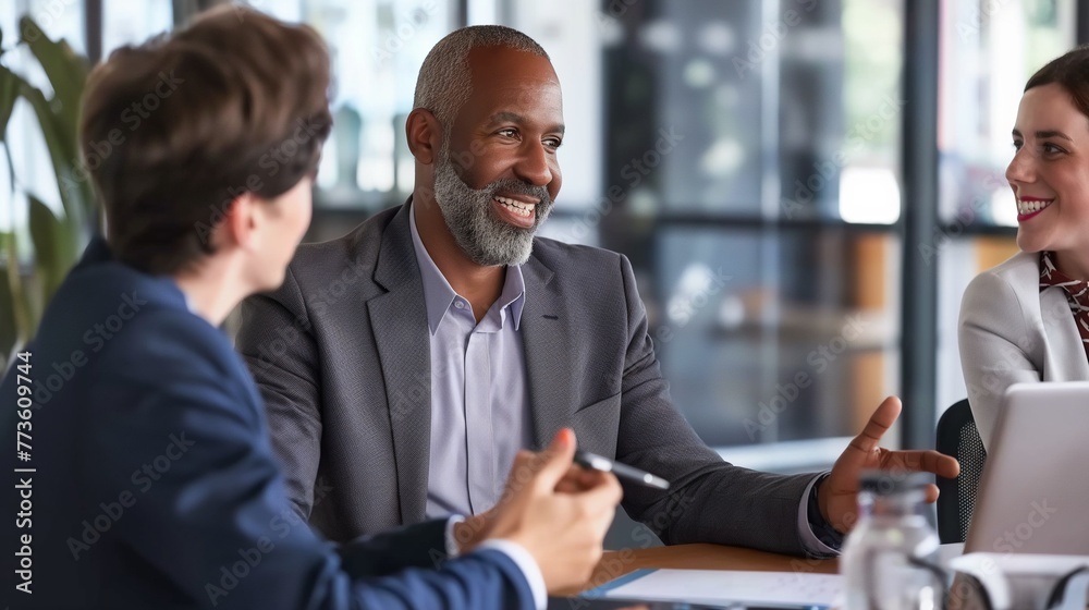 Business scene of multi ethnic business people in meeting, business people working and cooperating together in the office. Business scene of multi ethnic business people in meeting, business people working and cooperating together in the office.