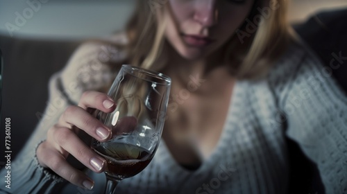 Depressed woman pouring alcohol to glass, close up of unhappy sorrow sad young woman suffer from bad mood, for break up, depression, escape from reality, lonely, alcohol addiction, social issue.