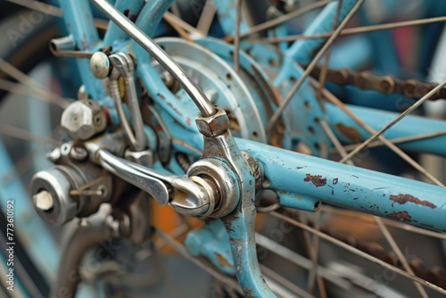 Enthusiastic specialist customizing a vintage bicycle, choosing parts from a wide selection.