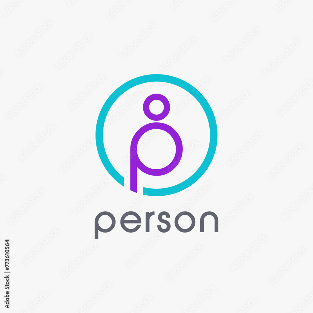 Abstract minimalist Letter p for person logo icon vector template on white background Abstract minimalist Letter p for person logo icon vector template on white background