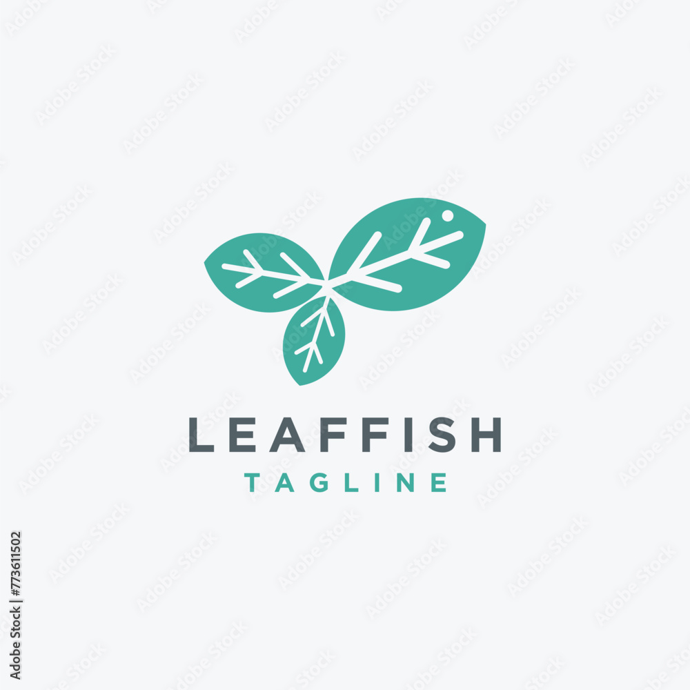 leaf fish logo icon vector template on white background leaf fish logo icon vector template on white background