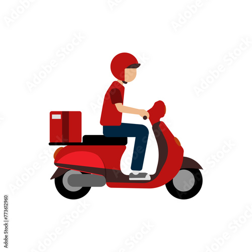 Person Delivery by Motorbike Flat Illustration Vector 