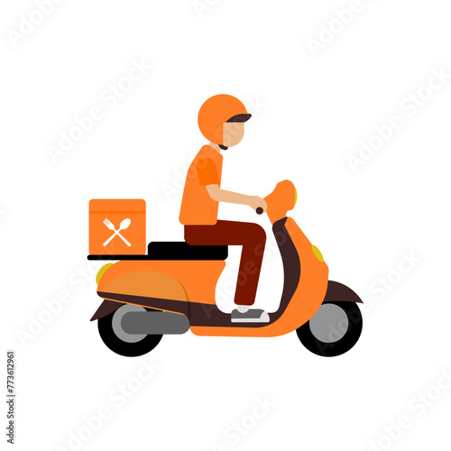 Person Delivery by Motorbike Flat Illustration Vector 