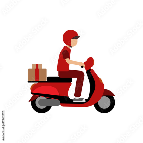 Person Delivery by Motorbike Flat Illustration Vector 