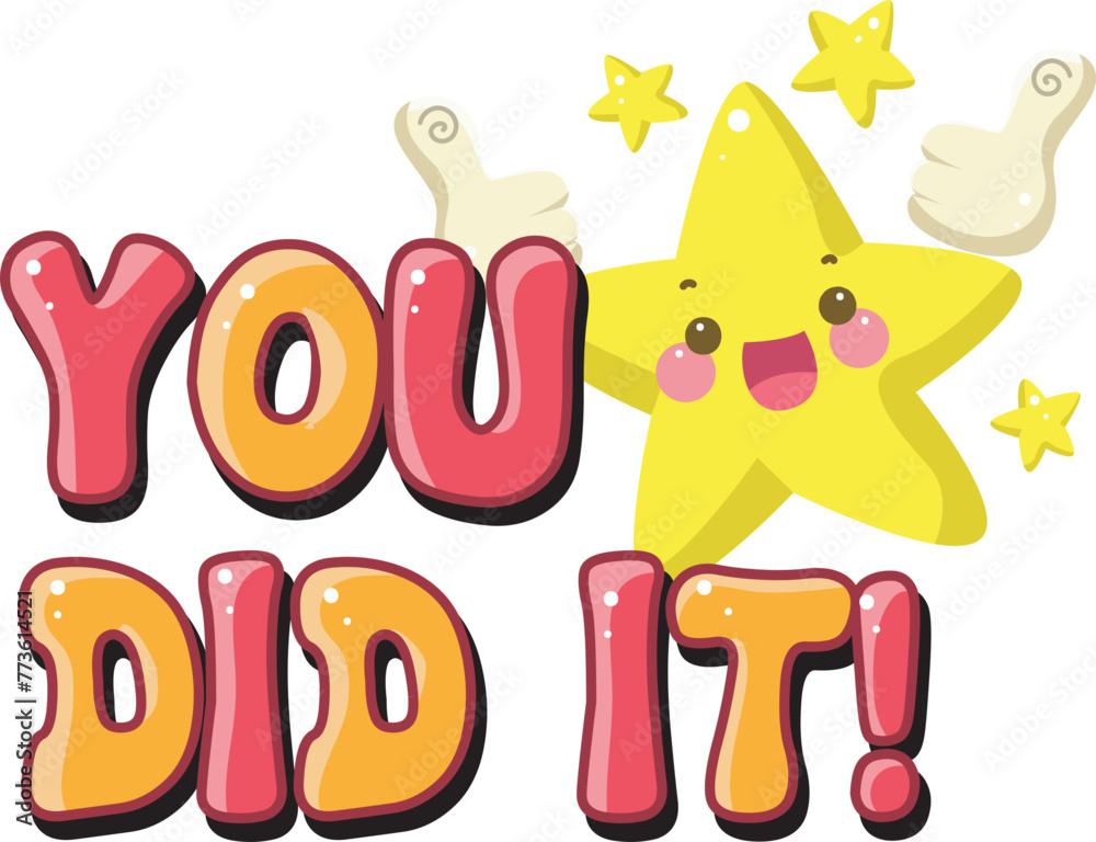 Naklejka premium Cute text sticker message illsutration. Colorful positive quotes text. Cute sticker with faces and text.