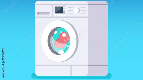 Brain washed in washing machine. Propaganda. Clean mind. Brainwashing concept. 4k video animated