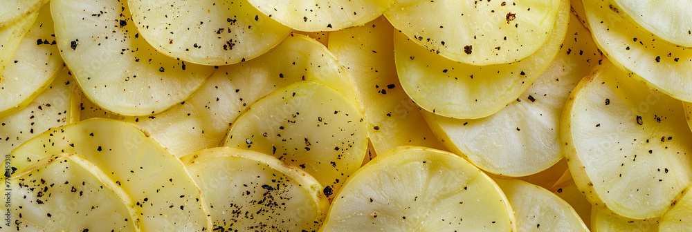 close up of slices of potato chips, generative AI close up of slices of potato chips, generative AI