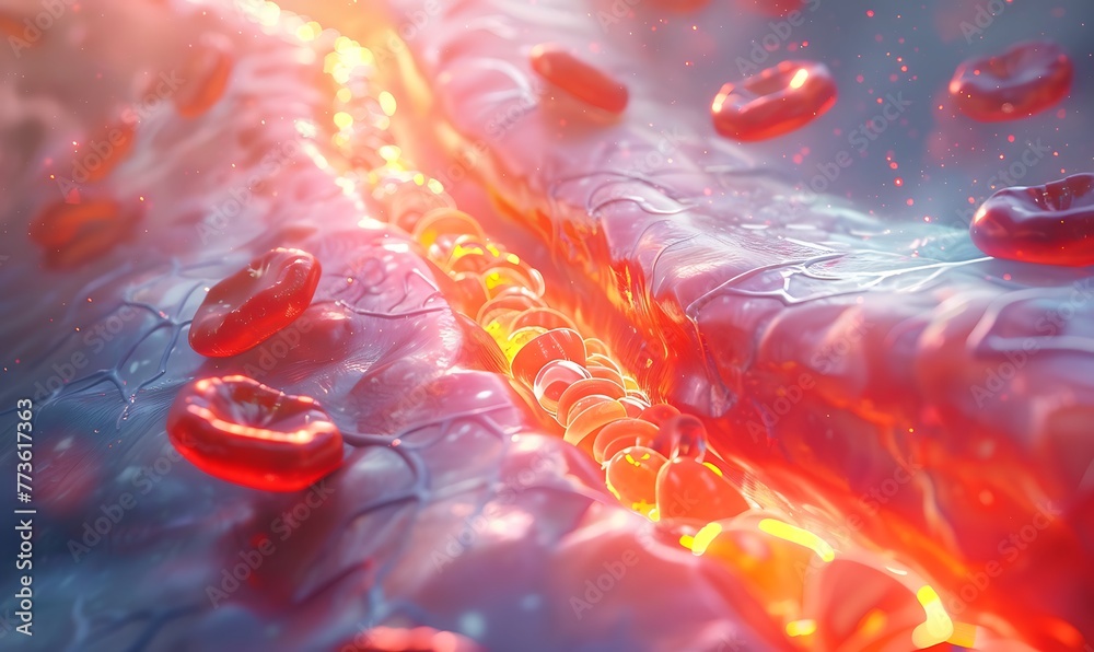 ภาพประกอบสต็อก Visual depiction of arterial blockage caused by harmful ...