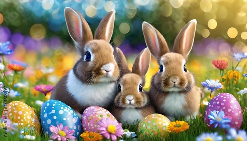 Bunny rabbits and easter eggs