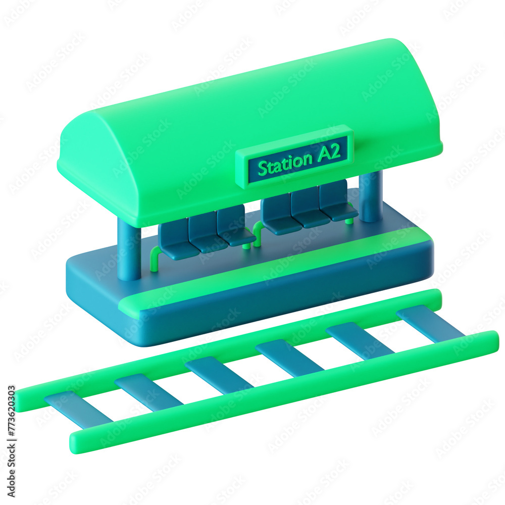 3D Icon Train Station Illustration