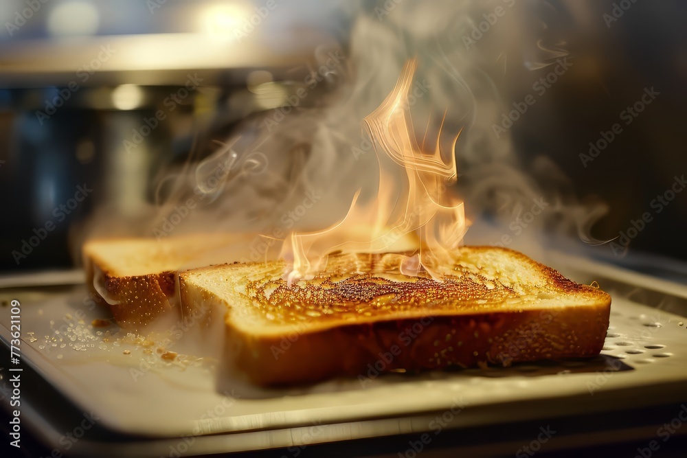 Fototapeta premium burning bread on a pan