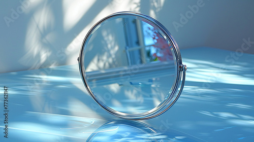 table mirror white background