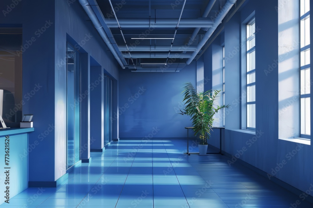 Blue Empty Office Interior Blue Empty Office Interior