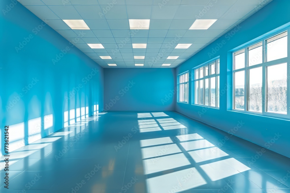 Blue Empty Office Interior