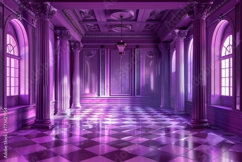 Elegant Purple Empty Palace Architecture