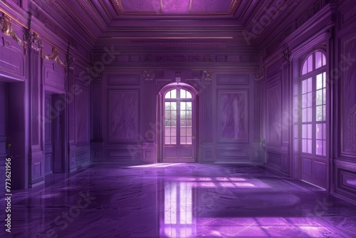 Elegant Purple Empty Palace Architecture