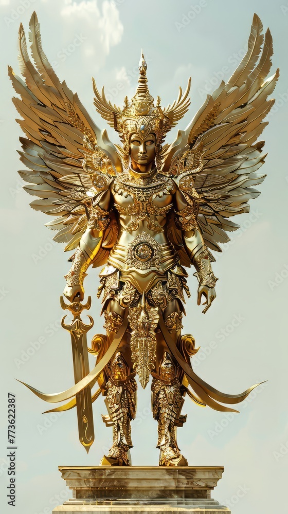 Garuda Golden Statue With Wings Garuda Golden Statue With Wings