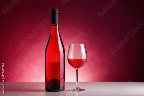 Product packaging mockup photo of Bottle of rosee wine, studio advertising photoshoot