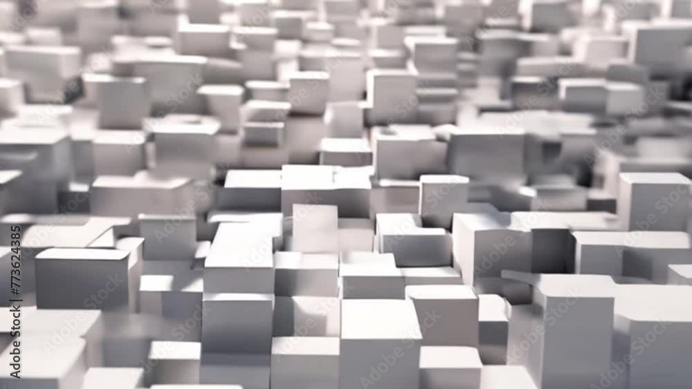 white shape square geometric background with cubes, modern animation, motion design