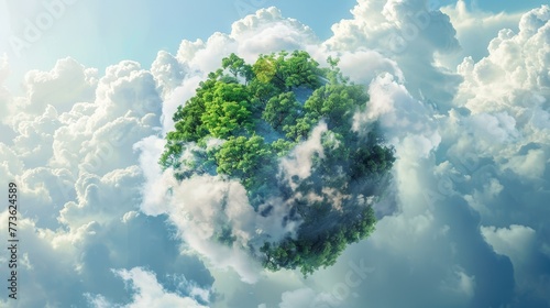 nature preservation the planet is covered with trees clouds  © MOUISITON