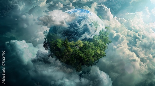nature preservation the planet is covered with trees clouds
 photo