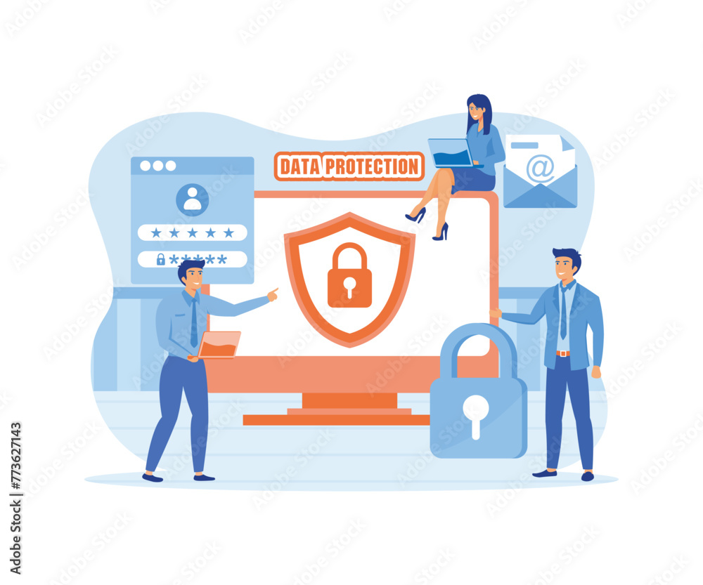 Data protection Concept. Data security and privacy and internet security. flat vector modern illustration
