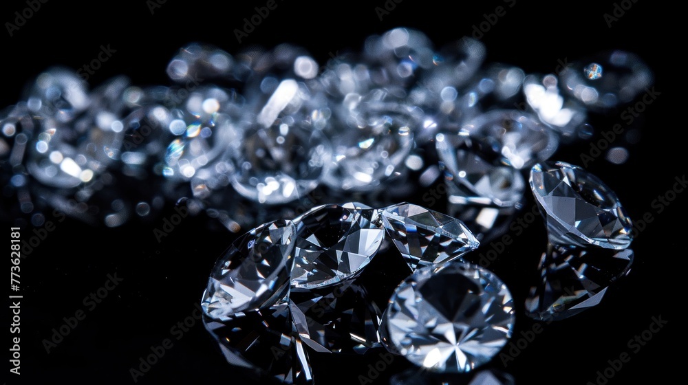 Luxury diamonds and jewelry on the black background Luxury diamonds and jewelry on the black background